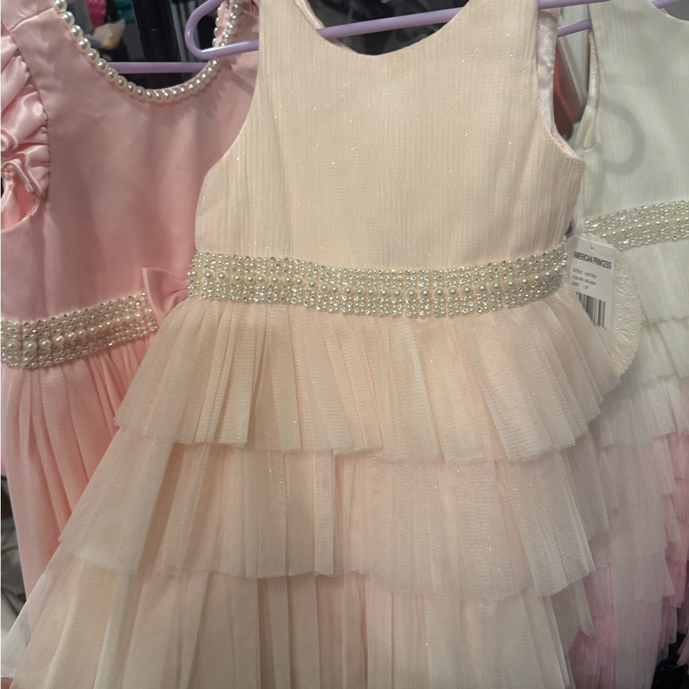 Elegant Cream Layered Kids Dress